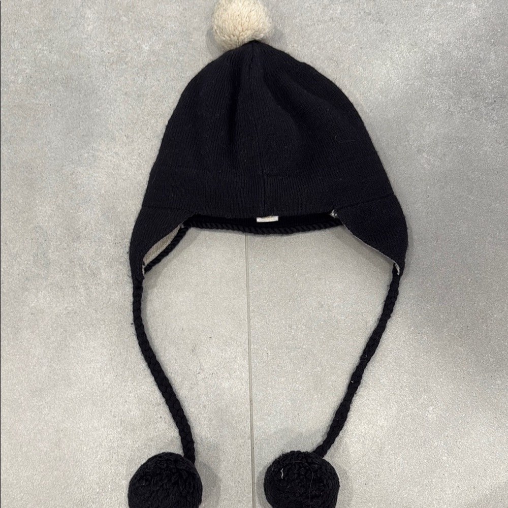 Kate Spade Bow Ski Hat with Kids Black and White Pom-Pom Hat - Picture 7 of 7